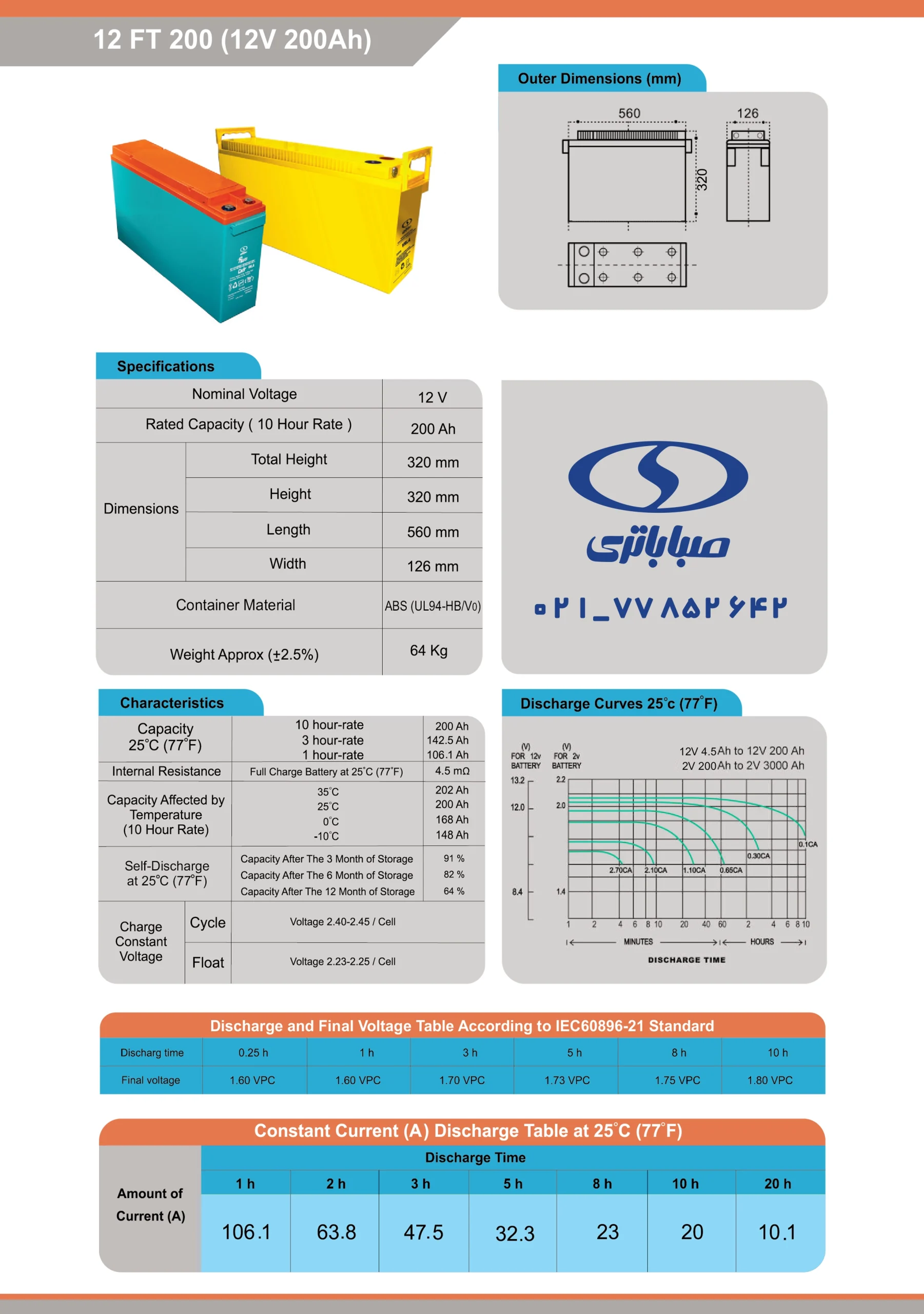کاتالوگ باتری یو پی اس 200 آمپر