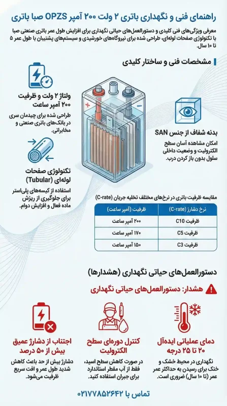 باتری OPZS 200 آمپر صبا