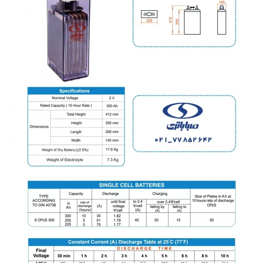 کاتالوگ 2 ولت opzs و 300 آمپر