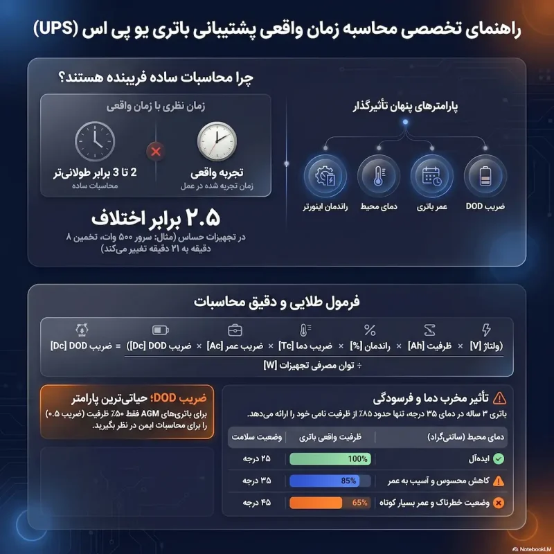 راهنمای محاسبه زمان پشتیبانی UPS