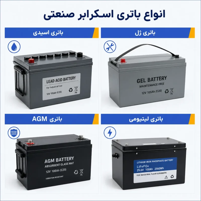 انواع باتری اسکرابر صنعتی