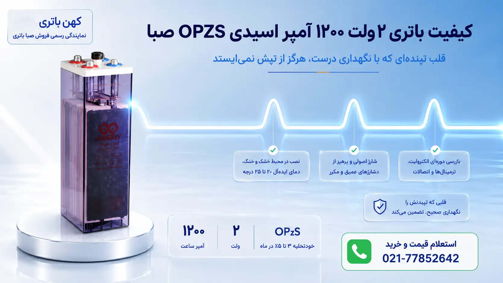 کیفیت ساخت باتری ۲ ولت ۱۲۰۰ آمپر اسیدی OPZS صبا باتری