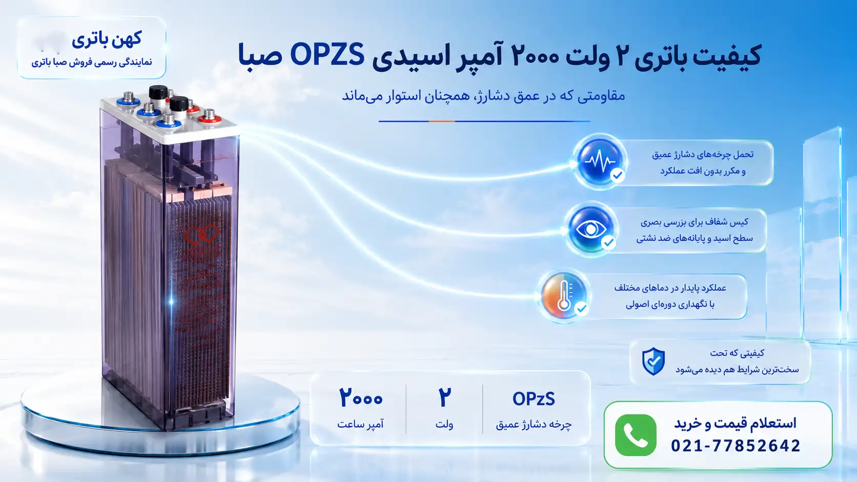 کیفیت ساخت باتری ۲ ولت ۲۰۰۰ آمپر اسیدی OPZS صبا باتری