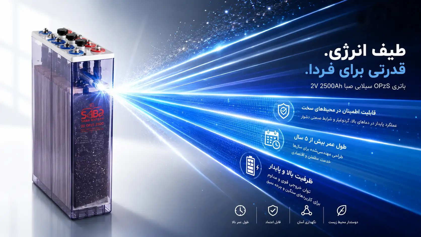 کیفیت ساخت باتری ۲ ولت ۲۵۰۰ آمپر اسیدی OPZS صبا باتری