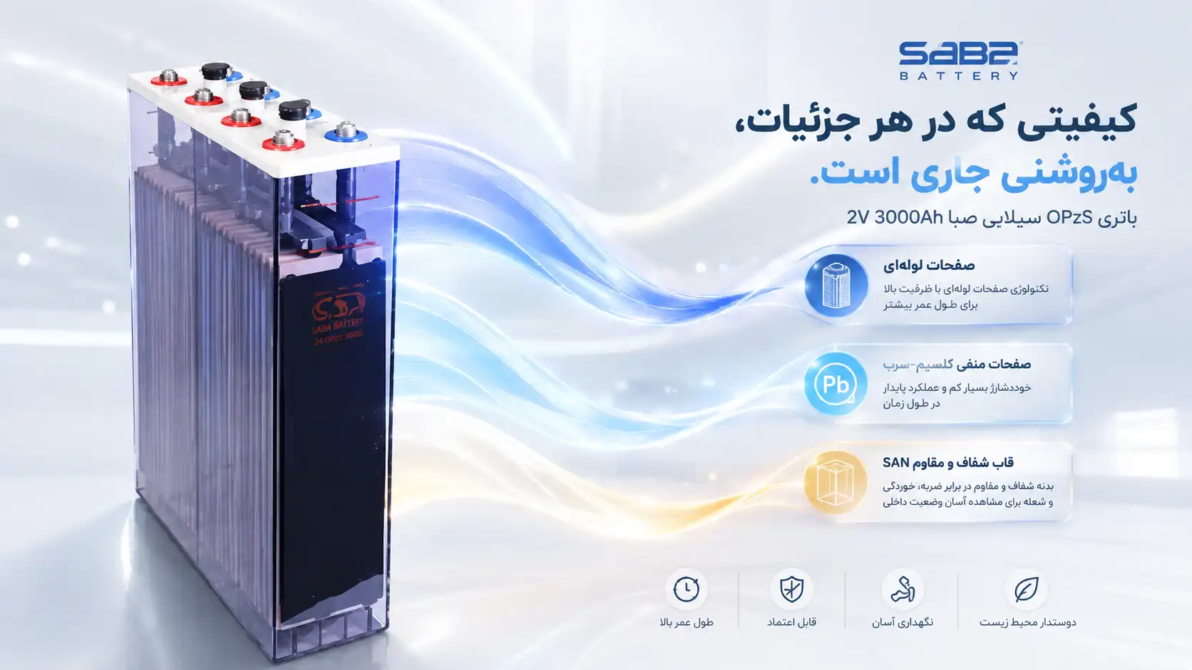 کیفیت ساخت باتری ۲ ولت ۳۰۰۰ آمپر اسیدی OPZS صبا باتری