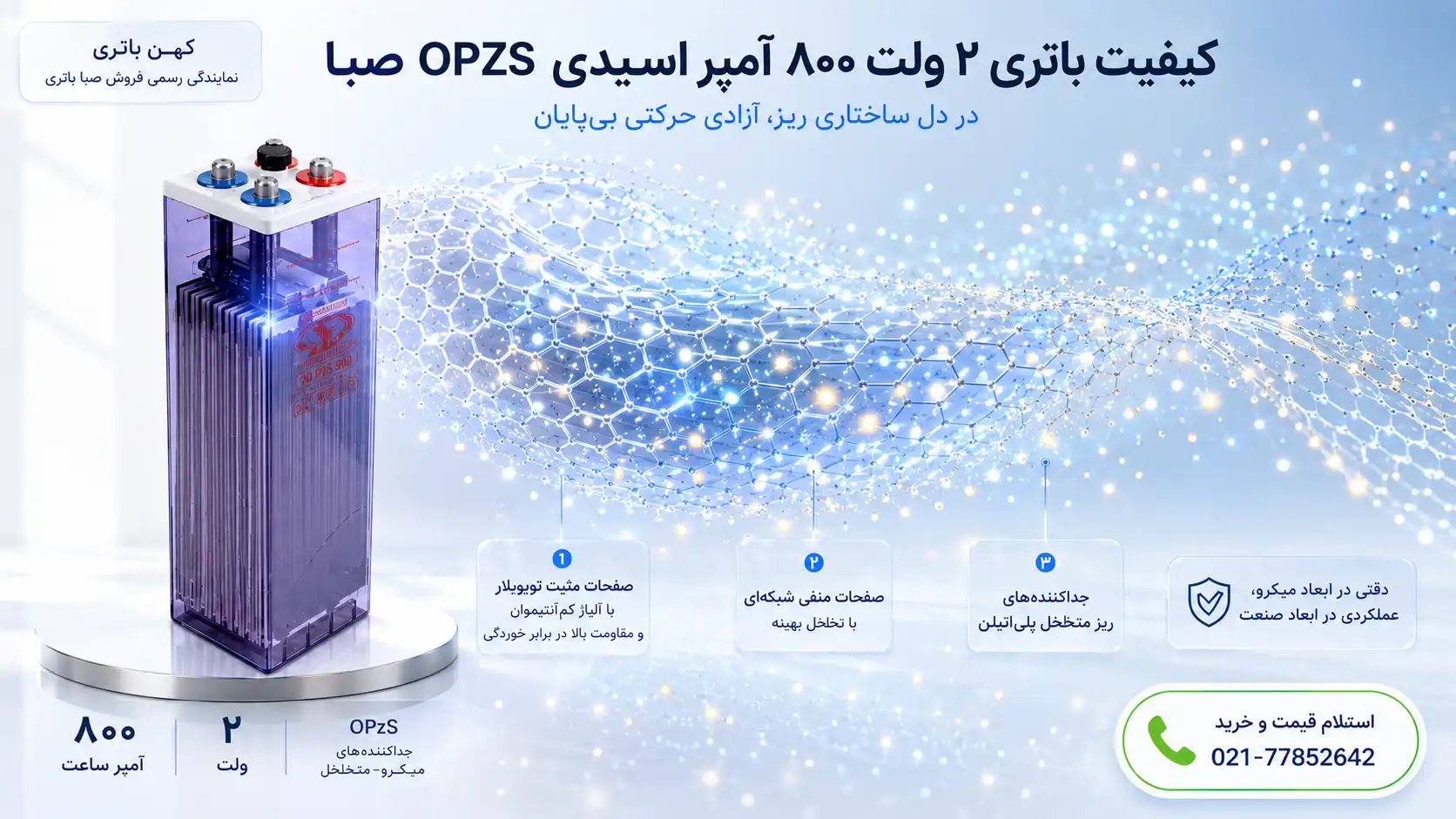 کیفیت ساخت باتری ۲ ولت ۸۰۰ آمپر اسیدی OPZS صبا باتری