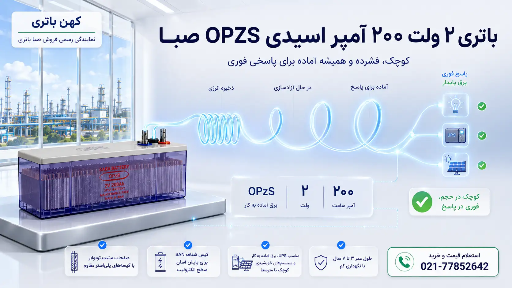 کاربرد باتری ۲۰۰ آمپر اسیدی OPZS صبا