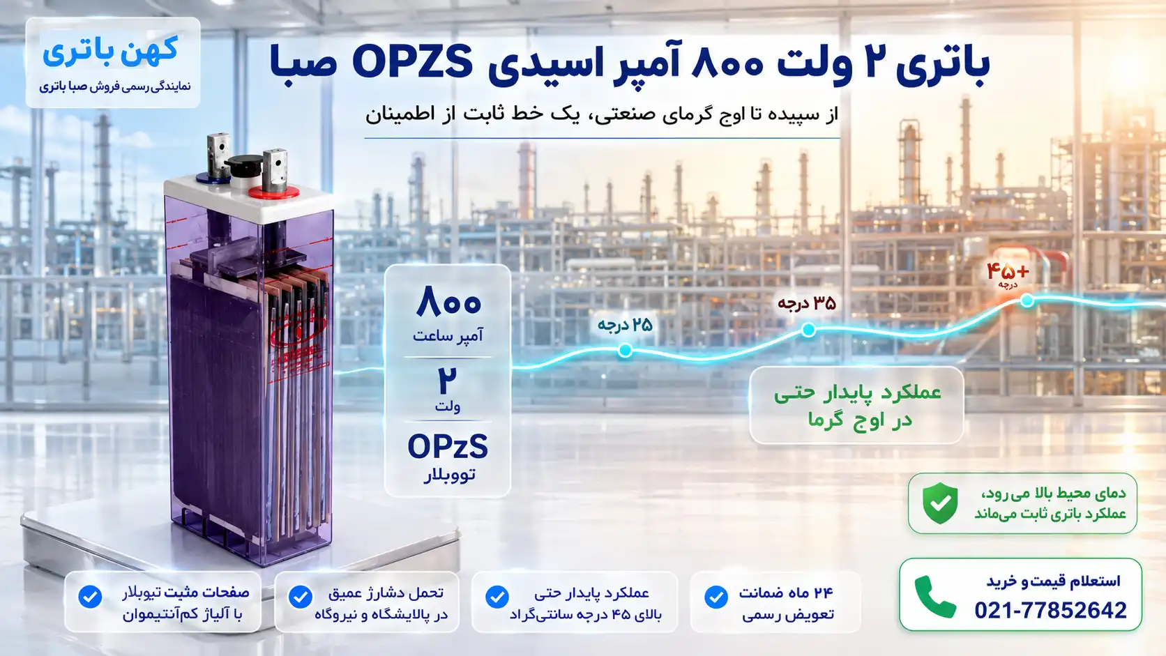 کاربرد باتری ۸۰۰ آمپر اسیدی OPZS صبا